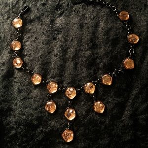 Vintage yves saint Laurent blown glass necklace with gun metal finish